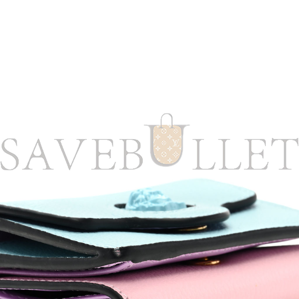 VERSACE GRAINED CALFSKIN MEDUSA WALLET ON CHAIN BLUE PINK (19*12*4cm) VERSACE GRAINED CALFSKIN MEDUSA WALLET ON CHAIN BLUE PINK (19*12*4cm)