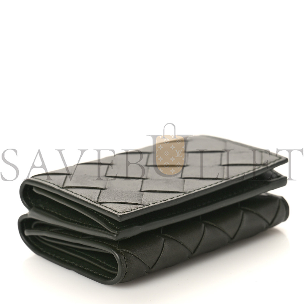 BOTTEGA VENETA NAPPA MAXI INTRECCIATO TRI FOLD WALLET INKWELL (10*7*3cm)