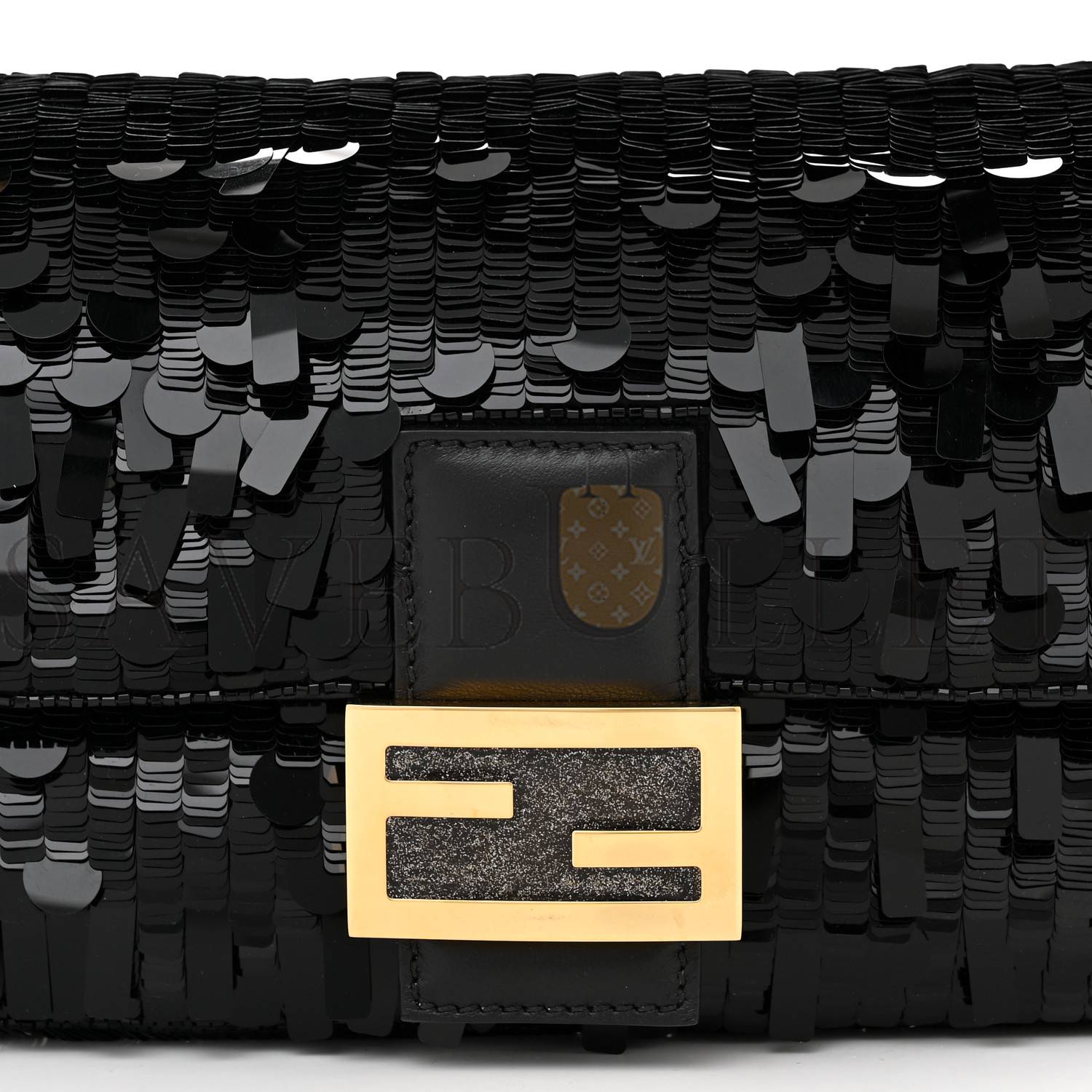 FENDI SEQUIN PAILLETTES SHINY NAPPA SEX AND THE CITY BAGUETTE BLACK (27*15*6cm)