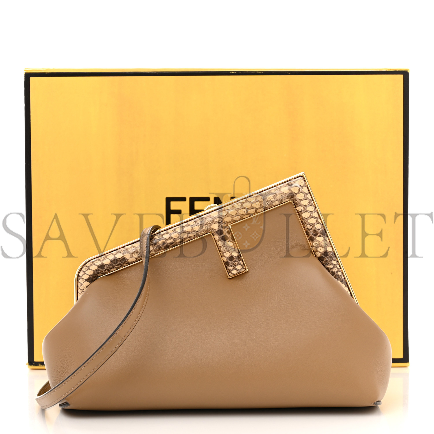 FENDI SHINY NAPPA SNAKESKIN SMALL FENDI FIRST SAND MAKE UP (26*18*9.5cm)