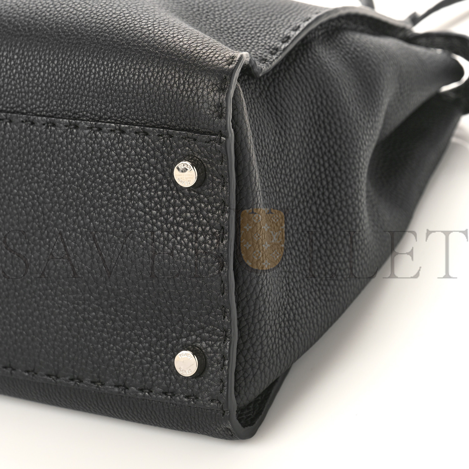 FENDI CUOIO ROMANO SELLERIA BI-COLOR LARGE PEEKABOO ICONIC SATCHEL BLACK MOU (15.5*12*7cm)