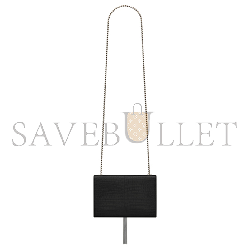 YSL KATE SMALL TASSEL IN CROCODILE-EMBOSSED LEATHER 474366DND0N1000 (20*12.5*5cm)