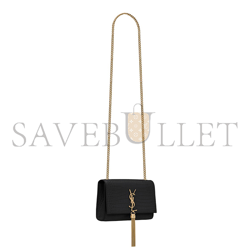YSL KATE SMALL TASSEL IN CROCODILE-EMBOSSED LEATHER 474366DND0J1000 (20*12.5*5cm)