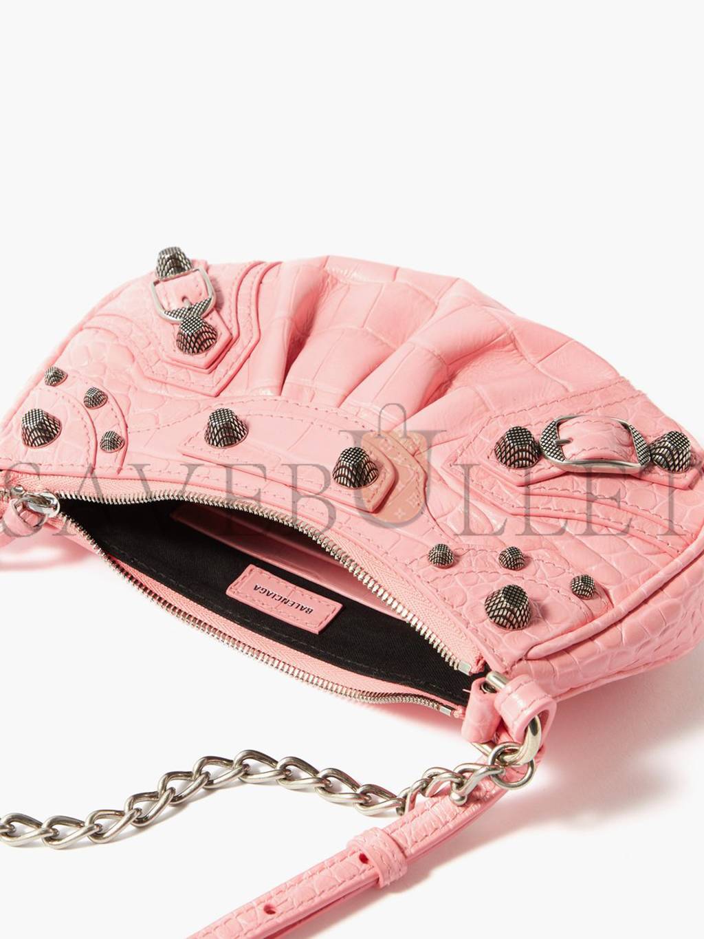 BALENCIAGA PINK LE CAGOLE MINI CROC-EFFECT LEATHER SHOULDER BAG MATCHESFASHION US (20*10*3.5cm)