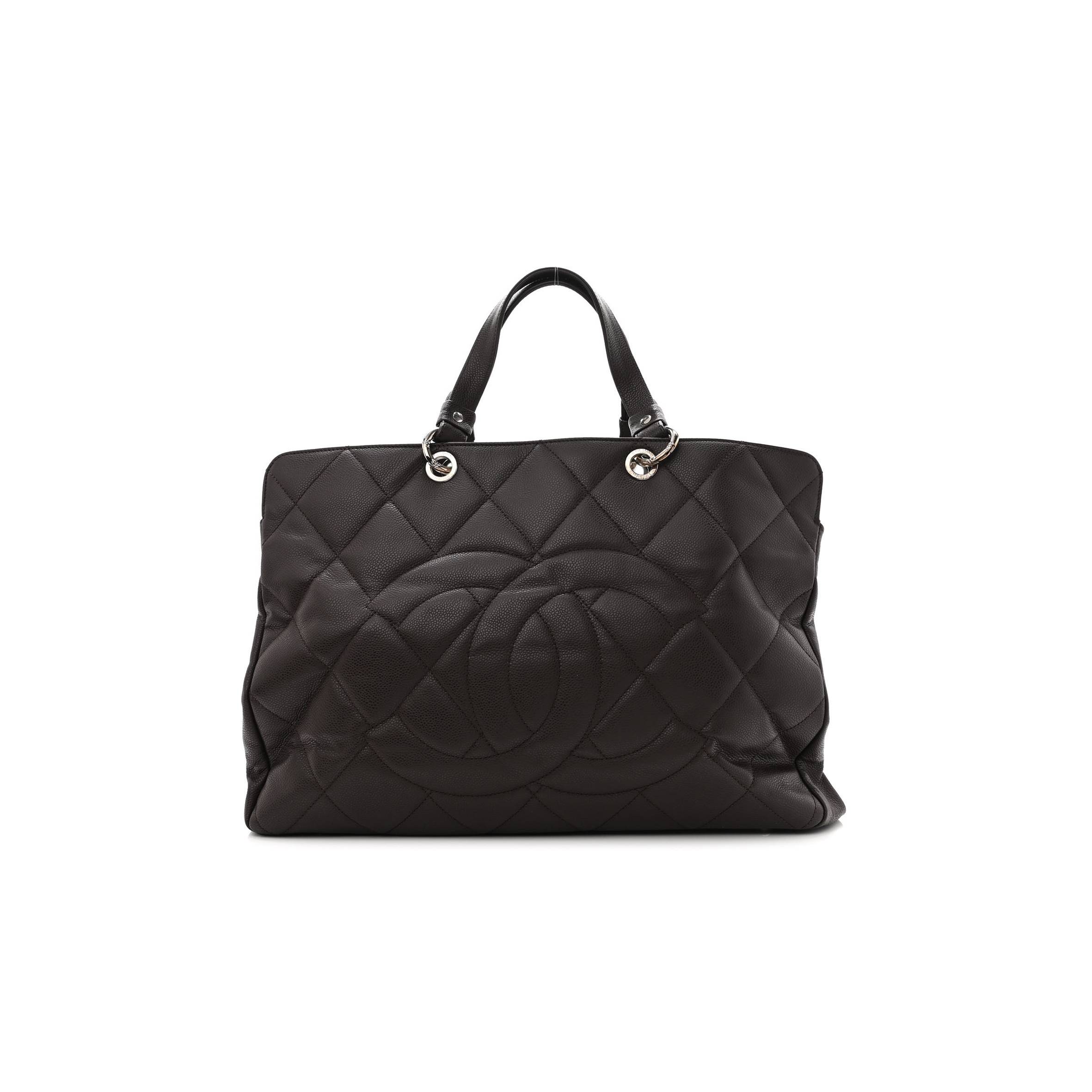 CHANEL CAVIAR QUILTED XL TIMELESS CC SOFT TOTE DARK BROWN (33*20*13cm)