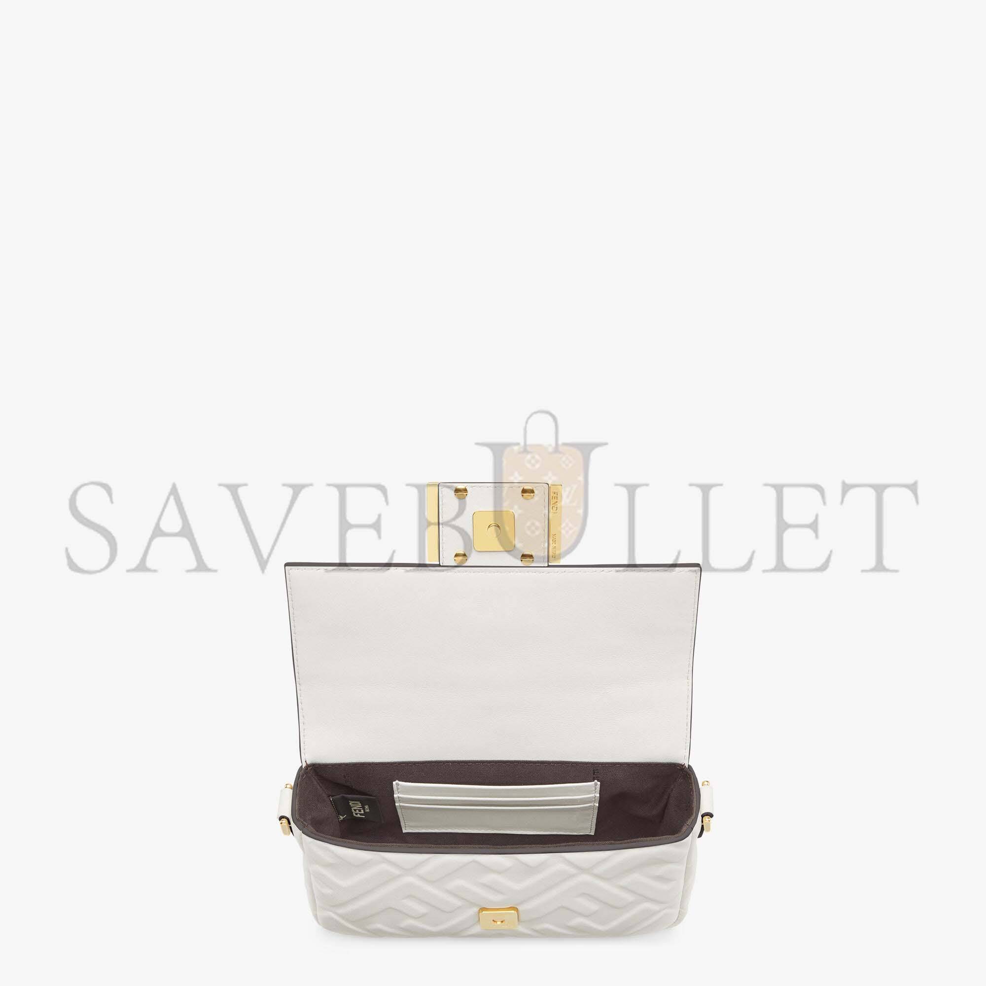 FENDI BAGUETTE MINI - WHITE LEATHER BAG 8BS017A72VF15AO (19*11.5*4cm)