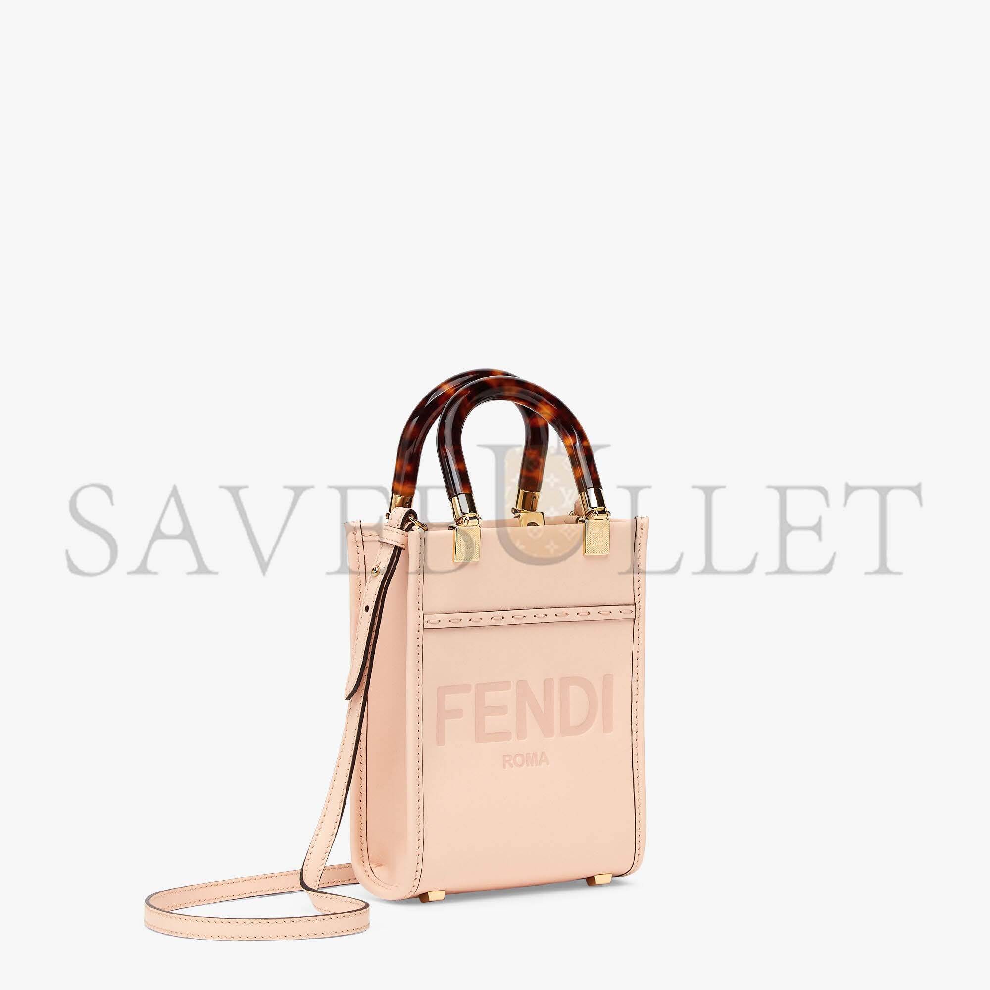 FENDI MINI SUNSHINE SHOPPER - PALE PINK LEATHER MINI BAG 8BS051ABVLF1HDG (18*13*6.5cm)