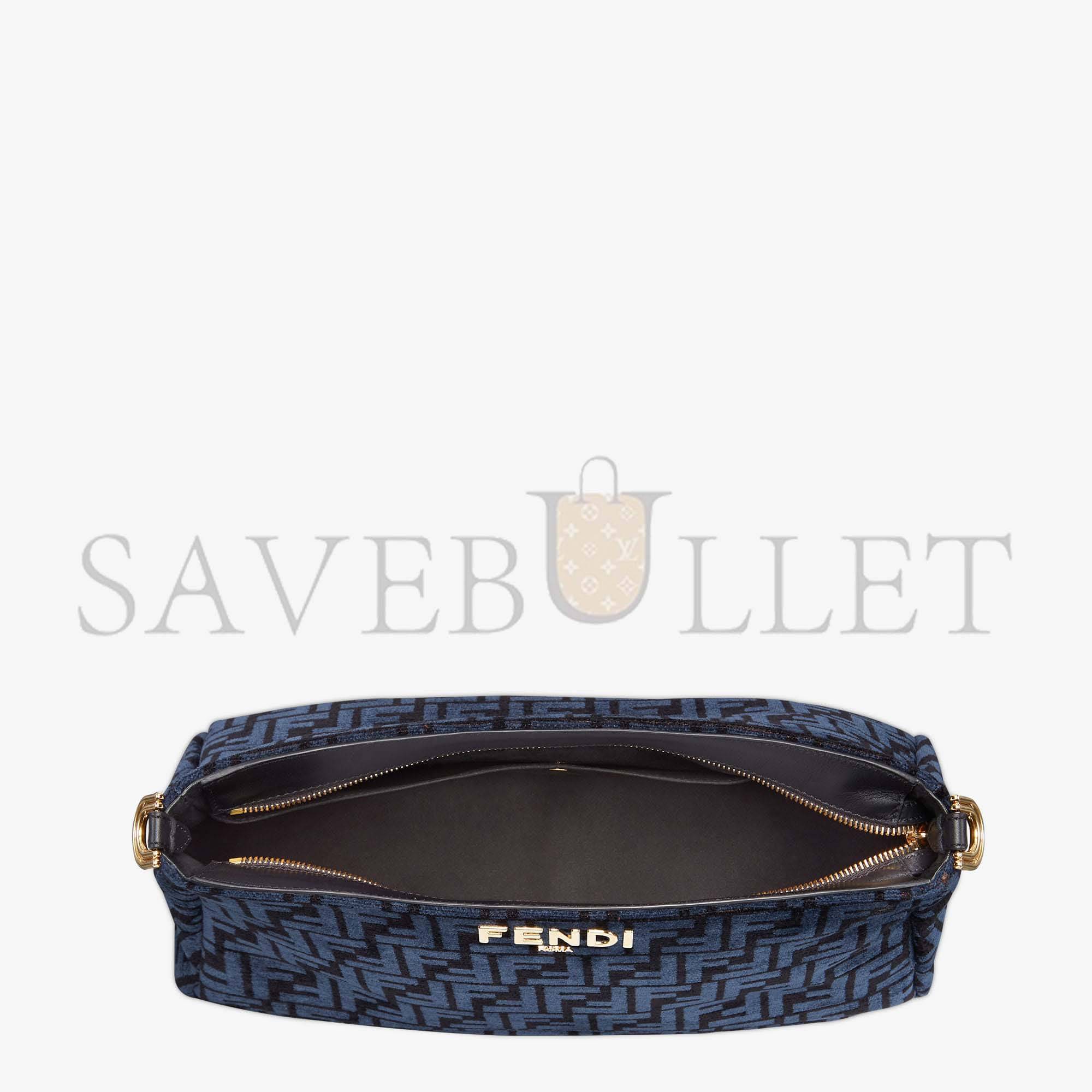 FENDI O’LOCK ZIPPER - DARK BLUE TAPESTRY FABRIC BAG 8BR805ALFVF1IVU (36*23.5*14cm)