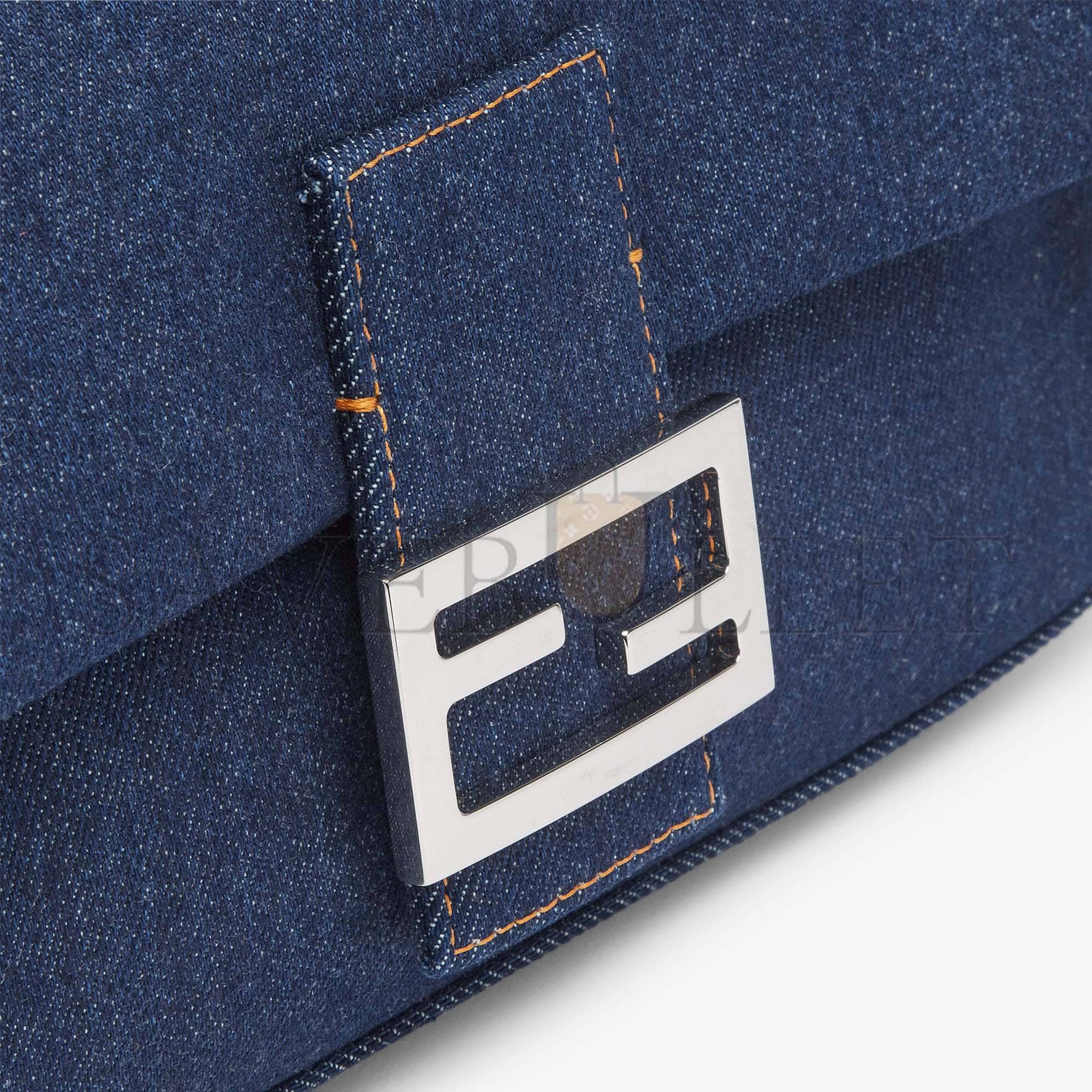 FENDI BAGUETTE - RE-EDITION BAG IN BLUE DENIM 8BR600AL9WF0KR1 (27*15*6cm)