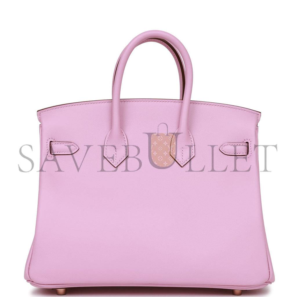 HERMES BIRKIN 25 MAUVE SYLVESTRE SWIFT ROSE GOLD HARDWARE HANDMADE (25cm)