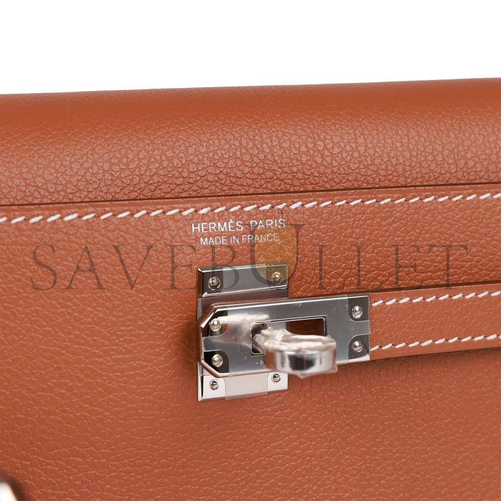 HERMES KELLY DANSE GOLD EVERCOLOR PALLADIUM HARDWARE  (22*16*7cm)