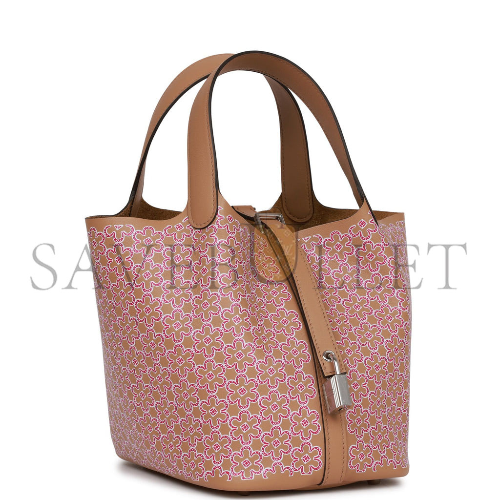 HERMES PICOTIN LOCK 18 LUCKY DAISY CHAI SWIFT PALLADIUM HARDWARE (18*13*18cm)