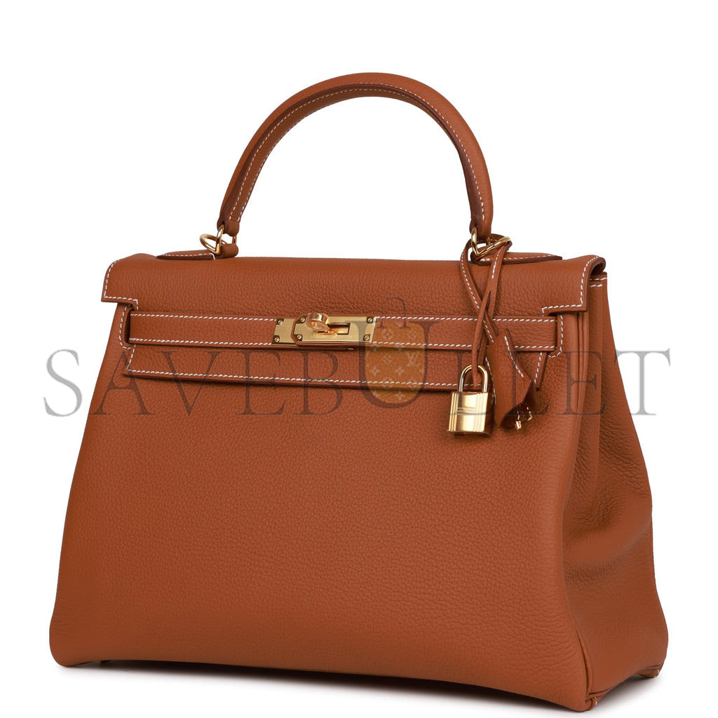 HERMES KELLY RETOURNE 32 GOLD TOGO GOLD HARDWARE  (32*23*10.5cm)