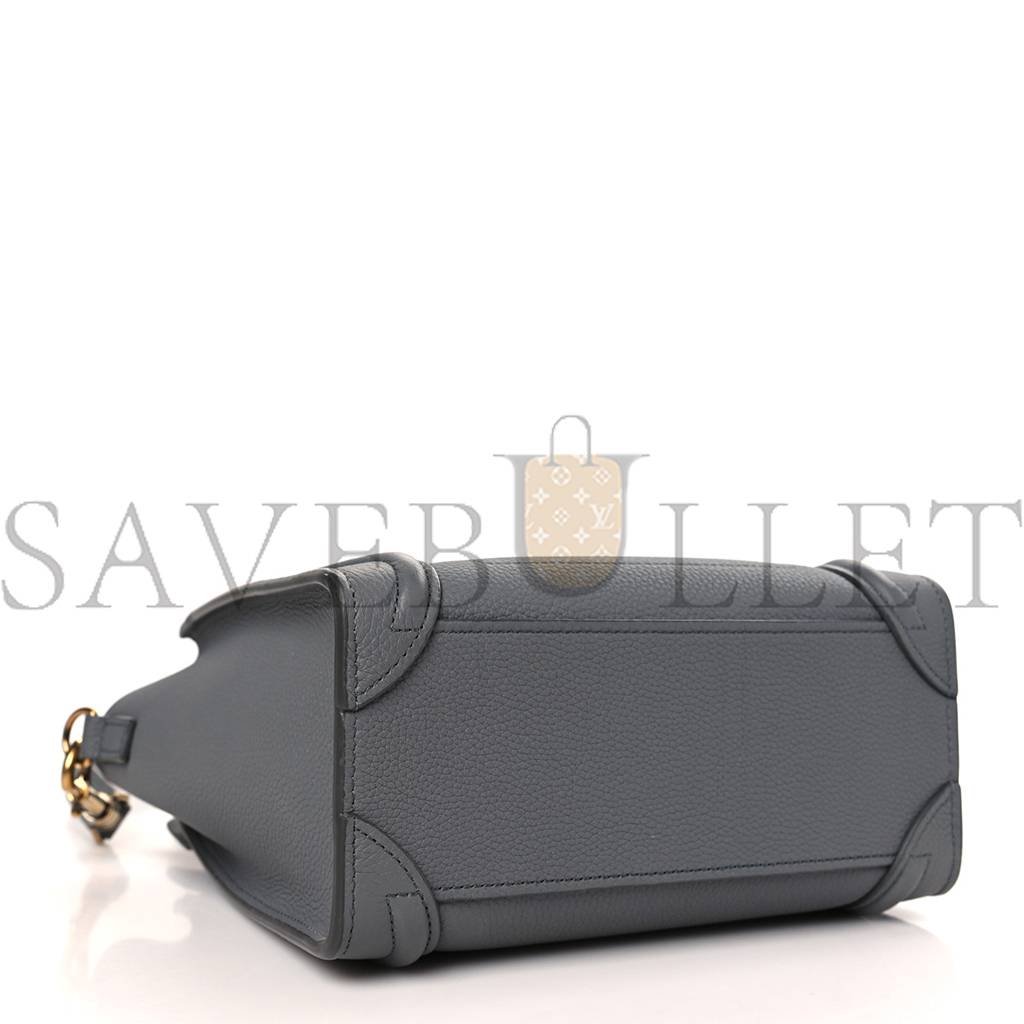 CELINE DRUMMED CALFSKIN NANO LUGGAGE KOHL (20*19*10cm)