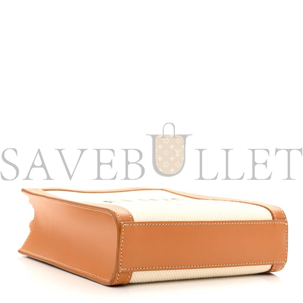 CELINE CANVAS CALFSKIN MINI VERTICAL CABAS NATURAL TAN (20*17*6cm)