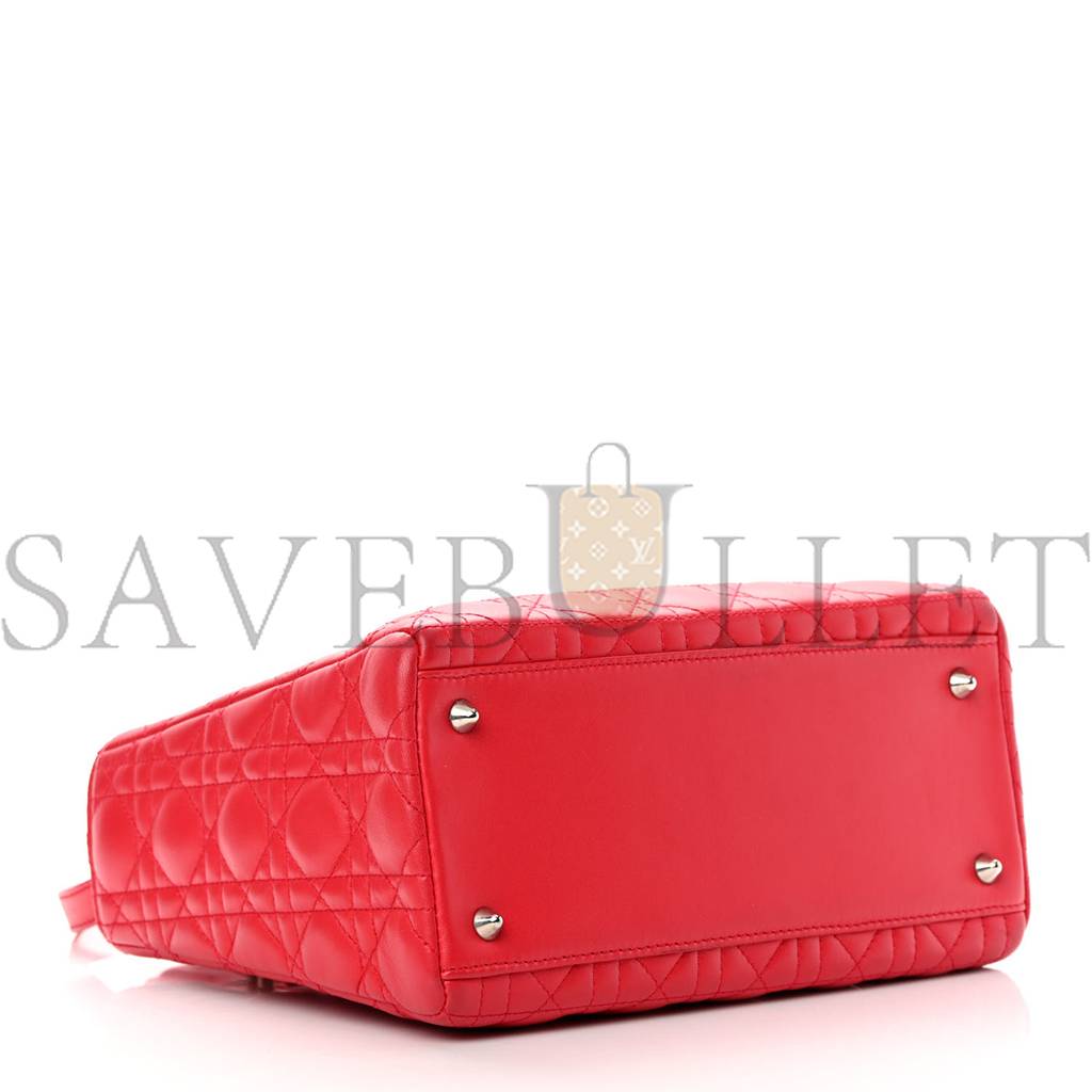 DIOR LAMBSKIN CANNAGE MEDIUM LADY DIOR RED (23*20*12.7cm)