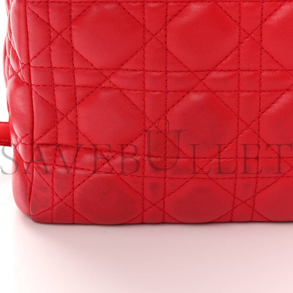 DIOR LAMBSKIN CANNAGE MEDIUM LADY DIOR RED (23*20*12.7cm)