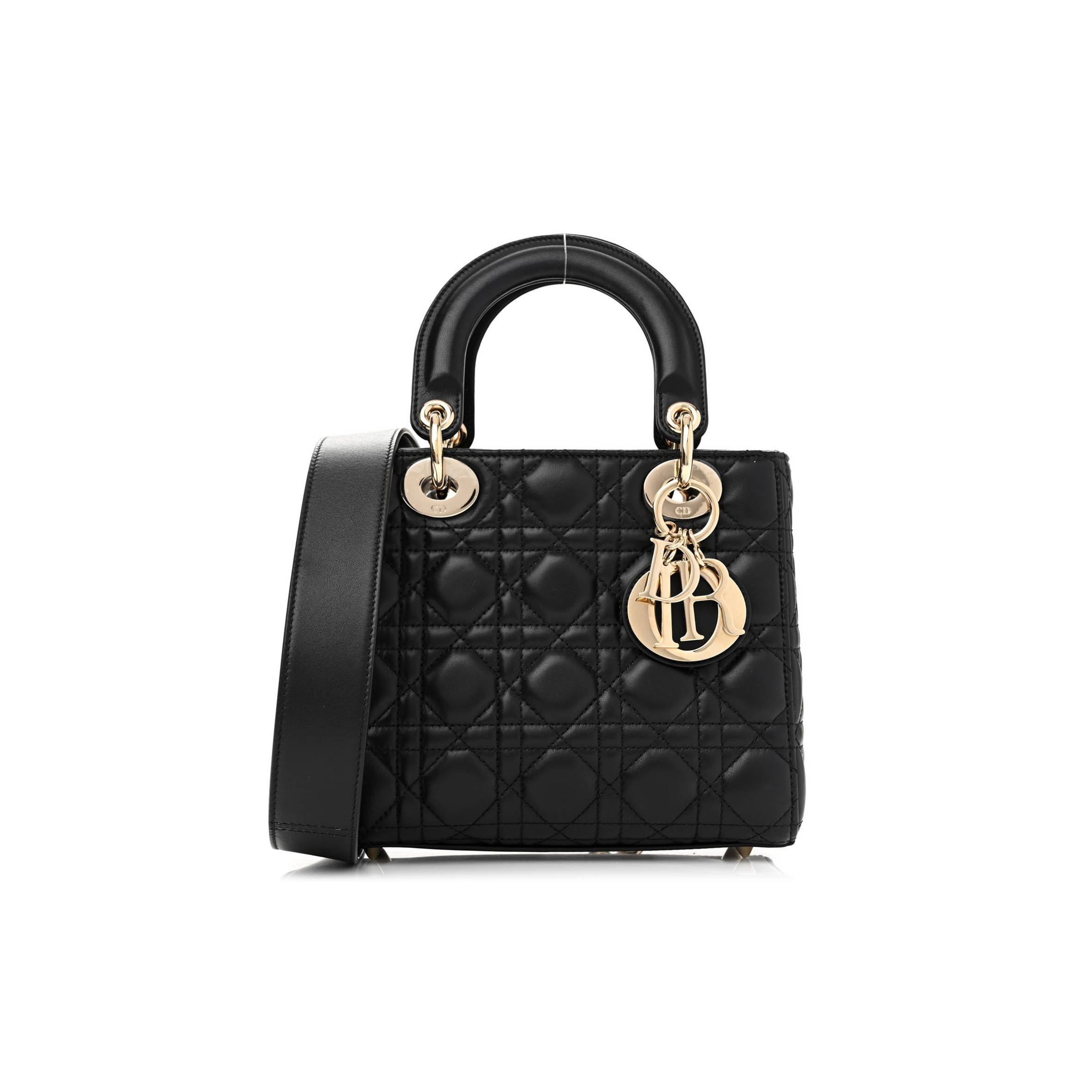 DIOR LAMBSKIN CANNAGE SMALL MY ABCDIOR LADY DIOR BLACK (20*18*8.9cm)