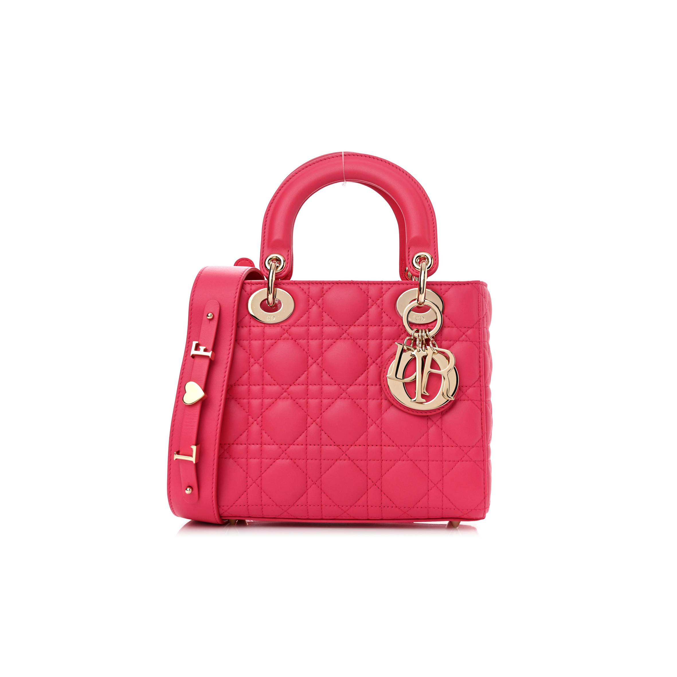 DIOR LAMBSKIN CANNAGE SMALL MY ABCDIOR LADY DIOR FRAISE (20*17*8.9cm)