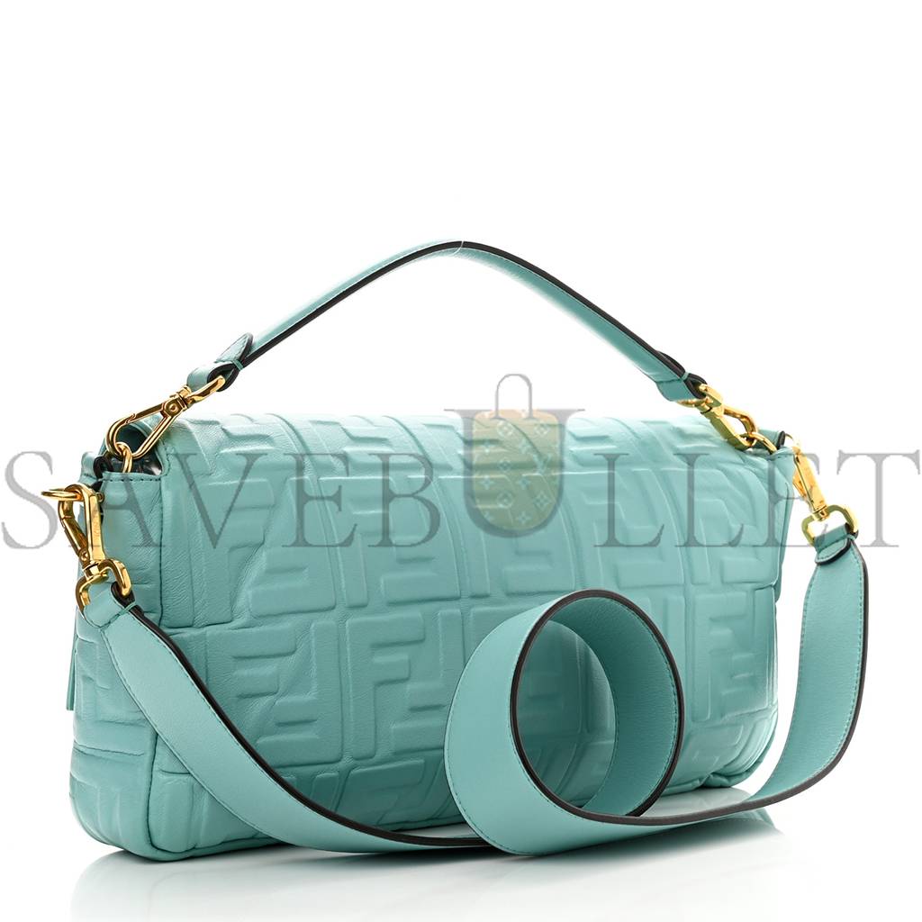 FENDI NAPPA FF 1974 EMBOSSED LARGE BAGUETTE TIFFANY (32*18*5cm)